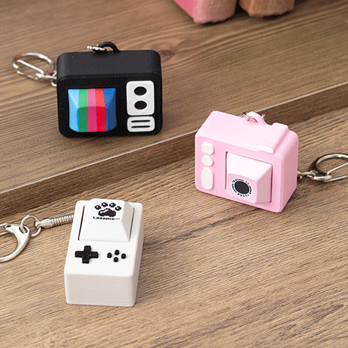 [TryCozy] 뉴트로 픽셀 타임슬립 입체 네모 키캡 키링 단품