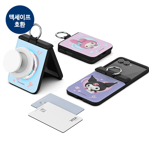 [Sanrio]산리오 캐릭터즈 하트팝 Z플립 오토 힌지 마그네틱 카드도어범퍼케이스