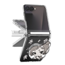 [TryCozy] 소녀클럽 Z플립시리즈 오토 힌지 클리어 하드케이스+아크릴 스마트톡