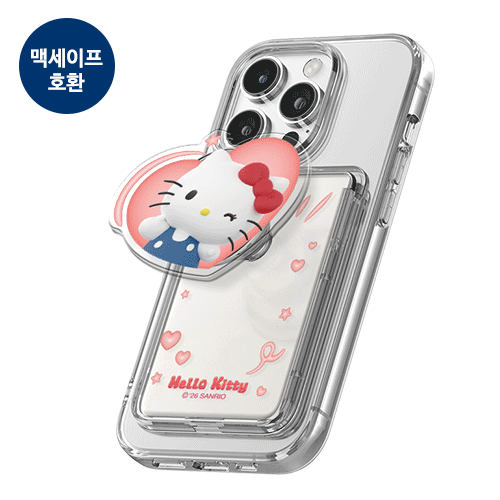 [Sanrio]산리오 캐릭터즈 하트팝 아크릴 스마트톡 투명 마그네틱 슬라이드 카드지갑(맥세이프 호환)