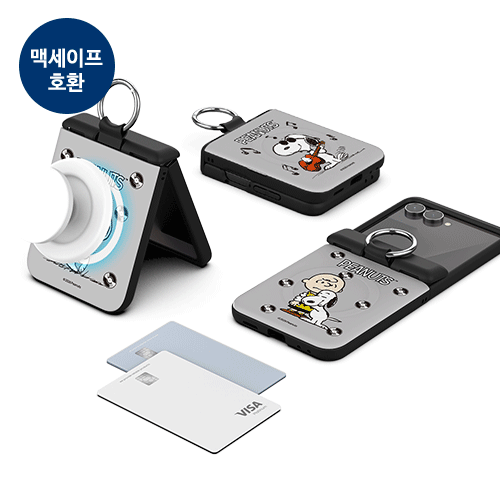 [PEANUTS]빈티지 스누피 레코드 Z플립 오토 힌지 마그네틱 카드도어범퍼케이스