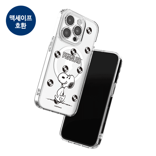 [PEANUTS]빈티지 스누피 레코드 클리어 렌즈가드 마그네틱 젤하드 케이스